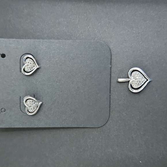 Sterling silver heart shaped matching earrings and pendant (no chain) - Picture 1 of 6